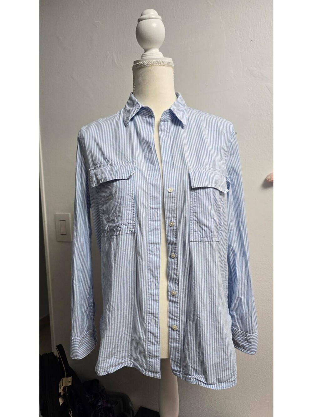 The Group Babaton Blue Stripe Button Shirt S